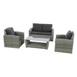 HESPERIDE Salon de jardin en résine tressé Polynesia. Coloris disponibles : Gris