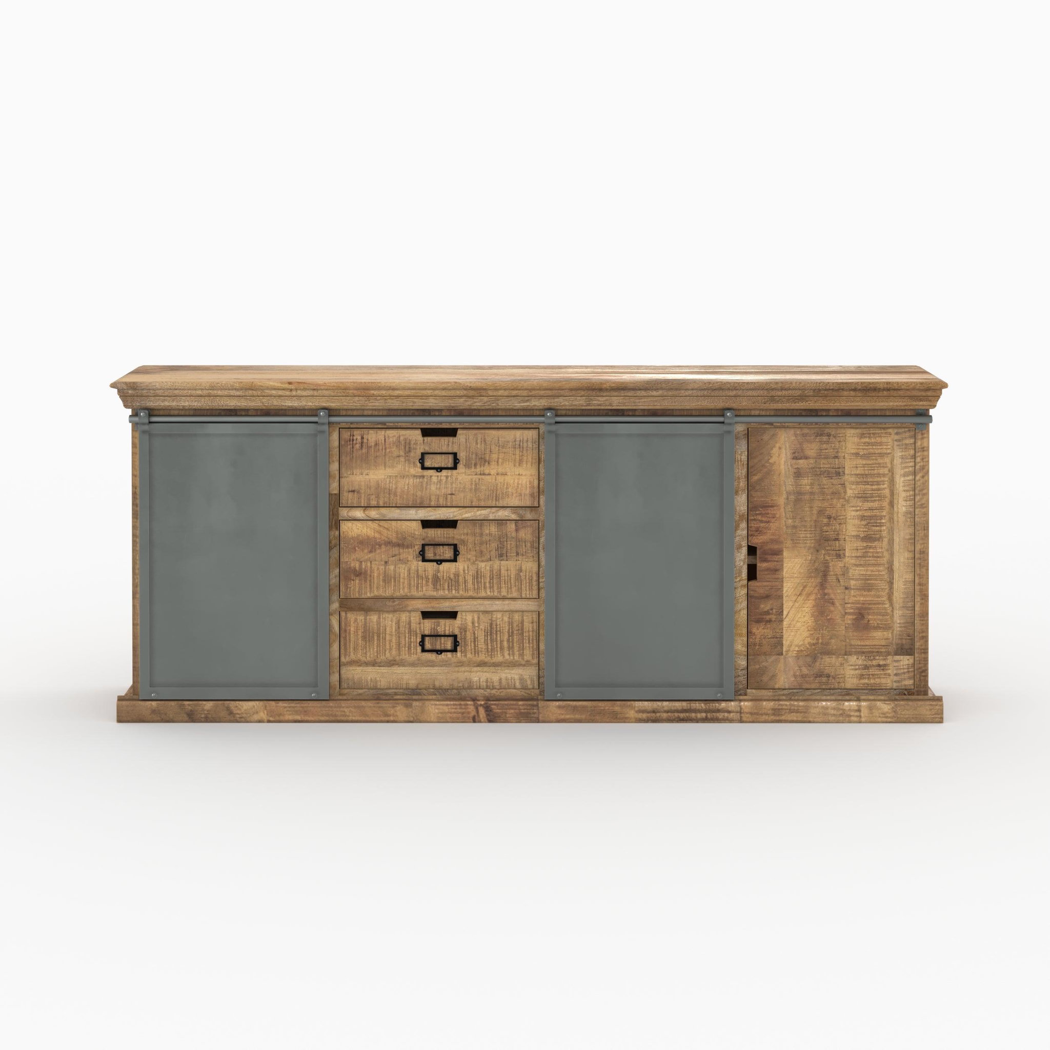 Voir la diapositive 2 : MAISON PAVANE Ensemble 2 buffets en bois de manguier massif -tabuk