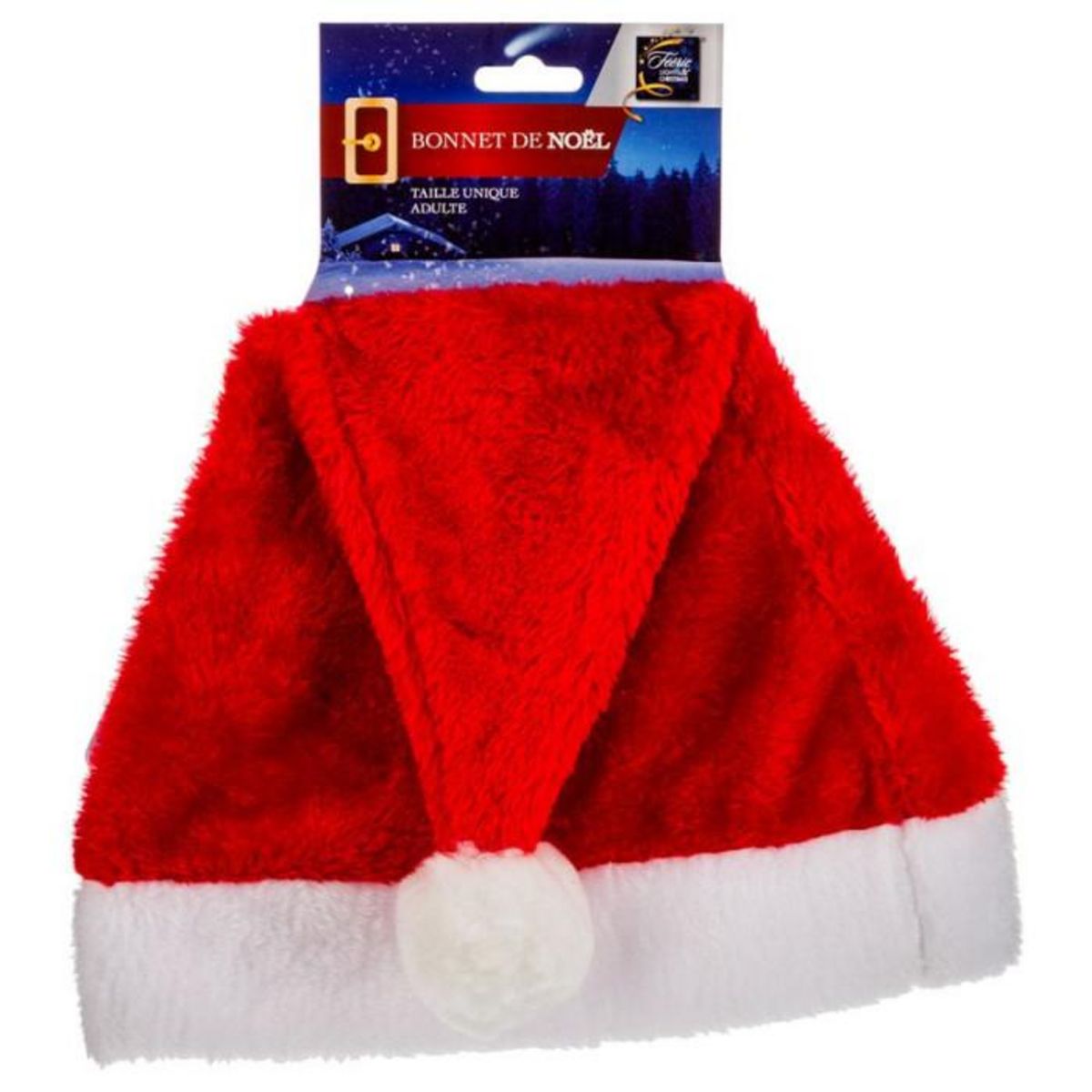 FEERIC LIGHT & CHRISTMAS Chapeau de Noël Adulte  Peluche  43cm Rouge