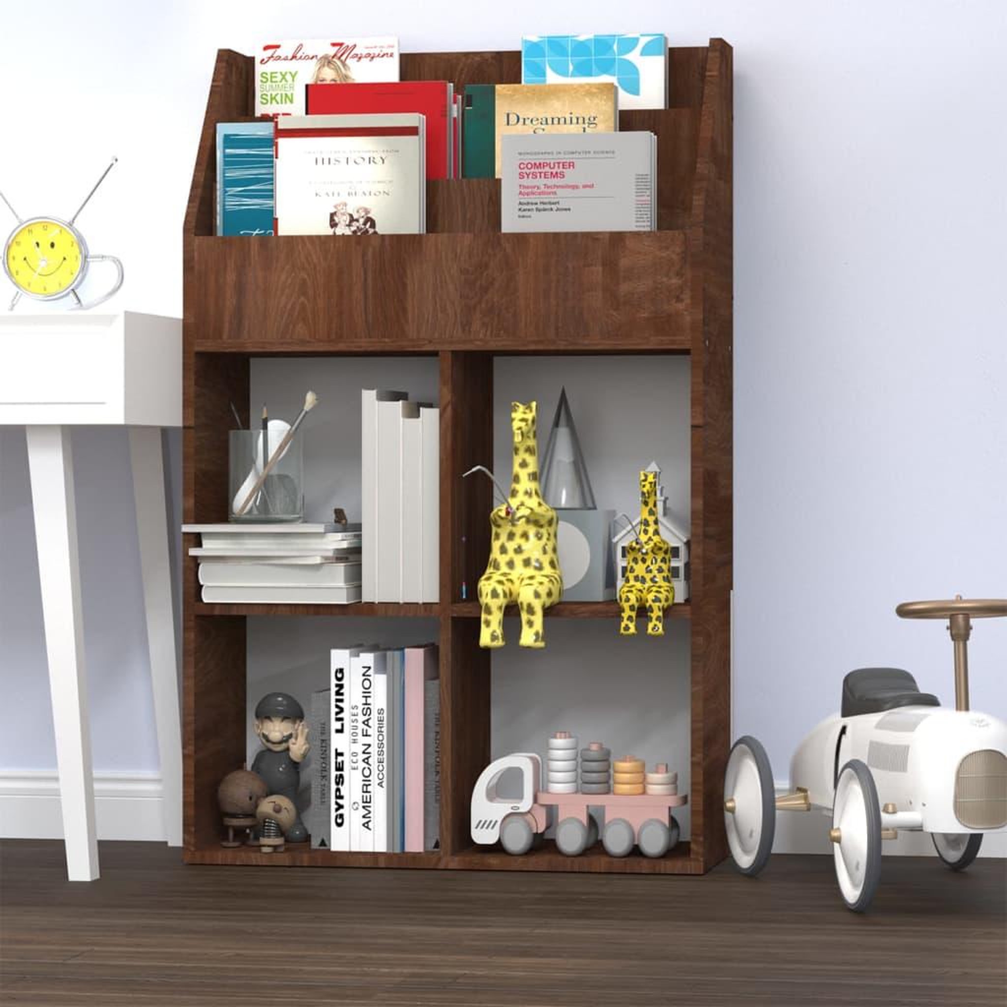 Voir la diapositive 1 : VIDAXL Porte-revue pour enfants Chene marron 71x30x114 cm
