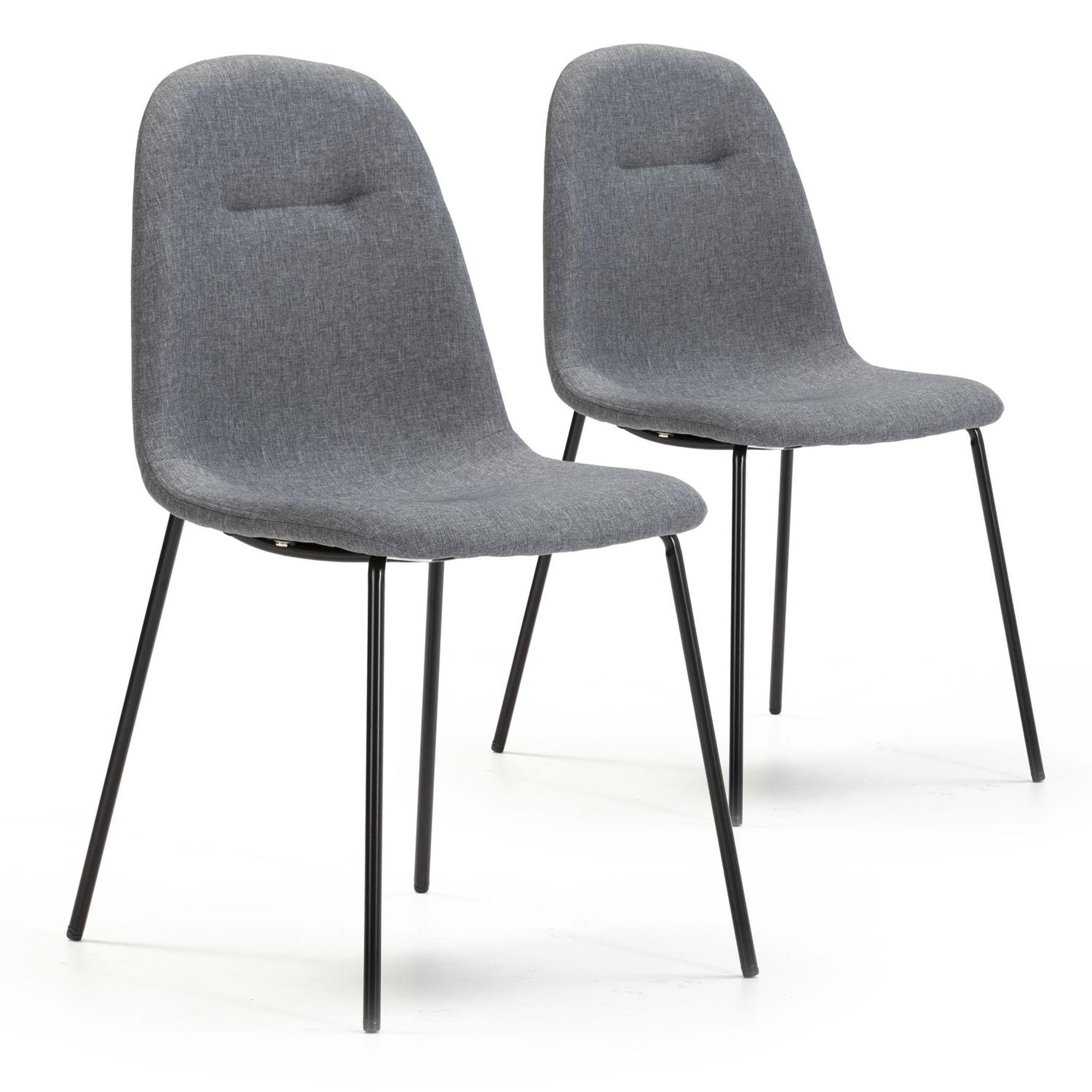 VS VENTA-STOCK Pack 2 chaises Salle à Manger Brenda tapissées Gris, 44 cm x 54 cm x 85 cm