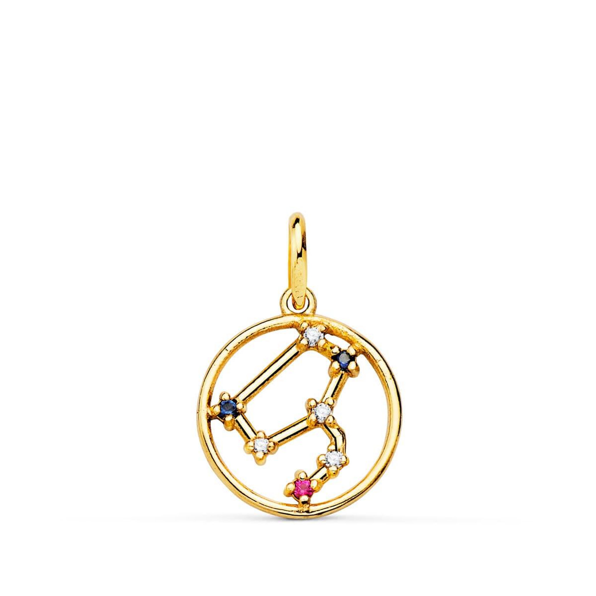 L'ATELIER D'AZUR Pendentif Médaille Or 18 Carats 750 Jaune - Constellation Zodiaque Lion - Chaine Offerte