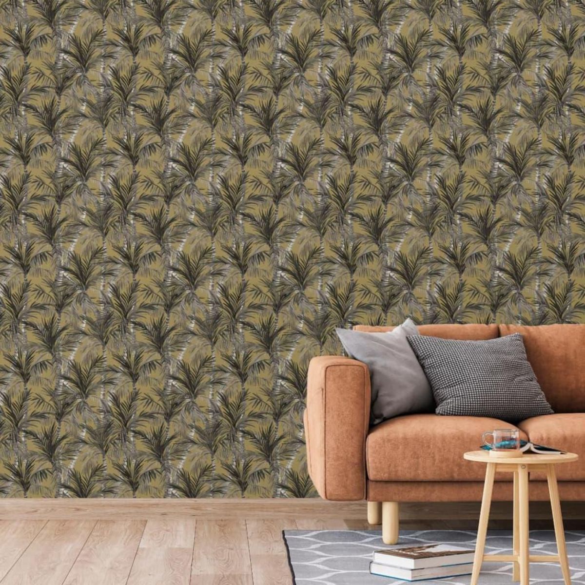 DUTCH WALLCOVERINGS DUTCH WALLCOVERINGS Papier peint Palm Trees Dore et noir