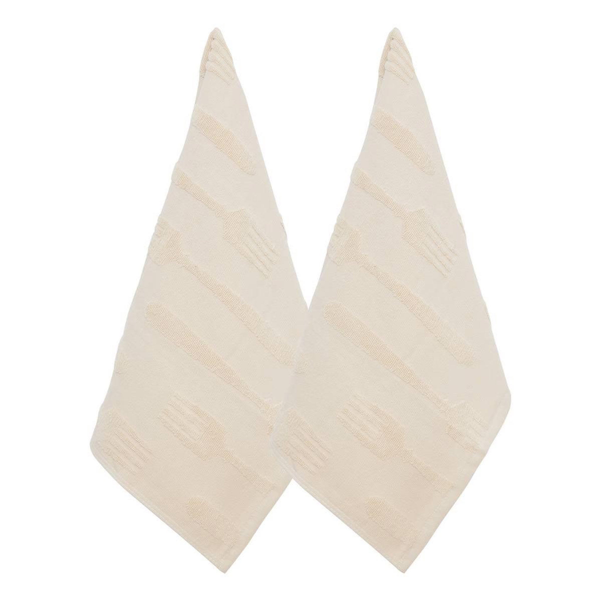 ATMOSPHERA Lot de 2 torchons de cuisine  terry  45x70cm beige