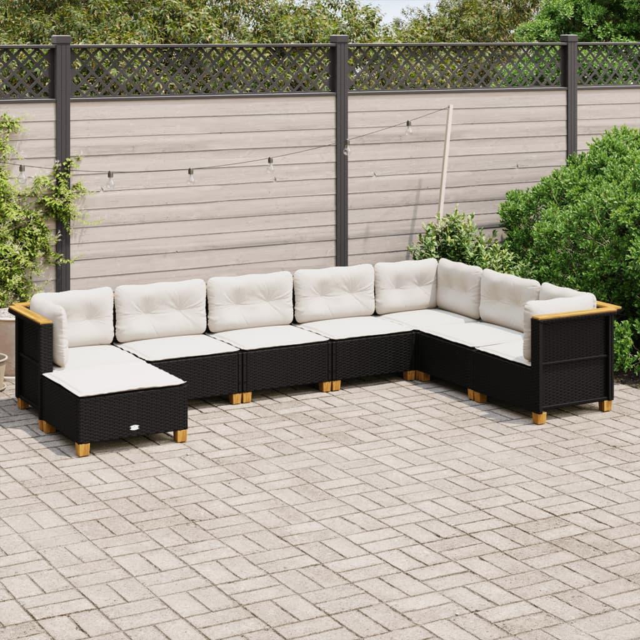 VIDAXL Salon de jardin 8 pcs avec coussins noir resine tressee
