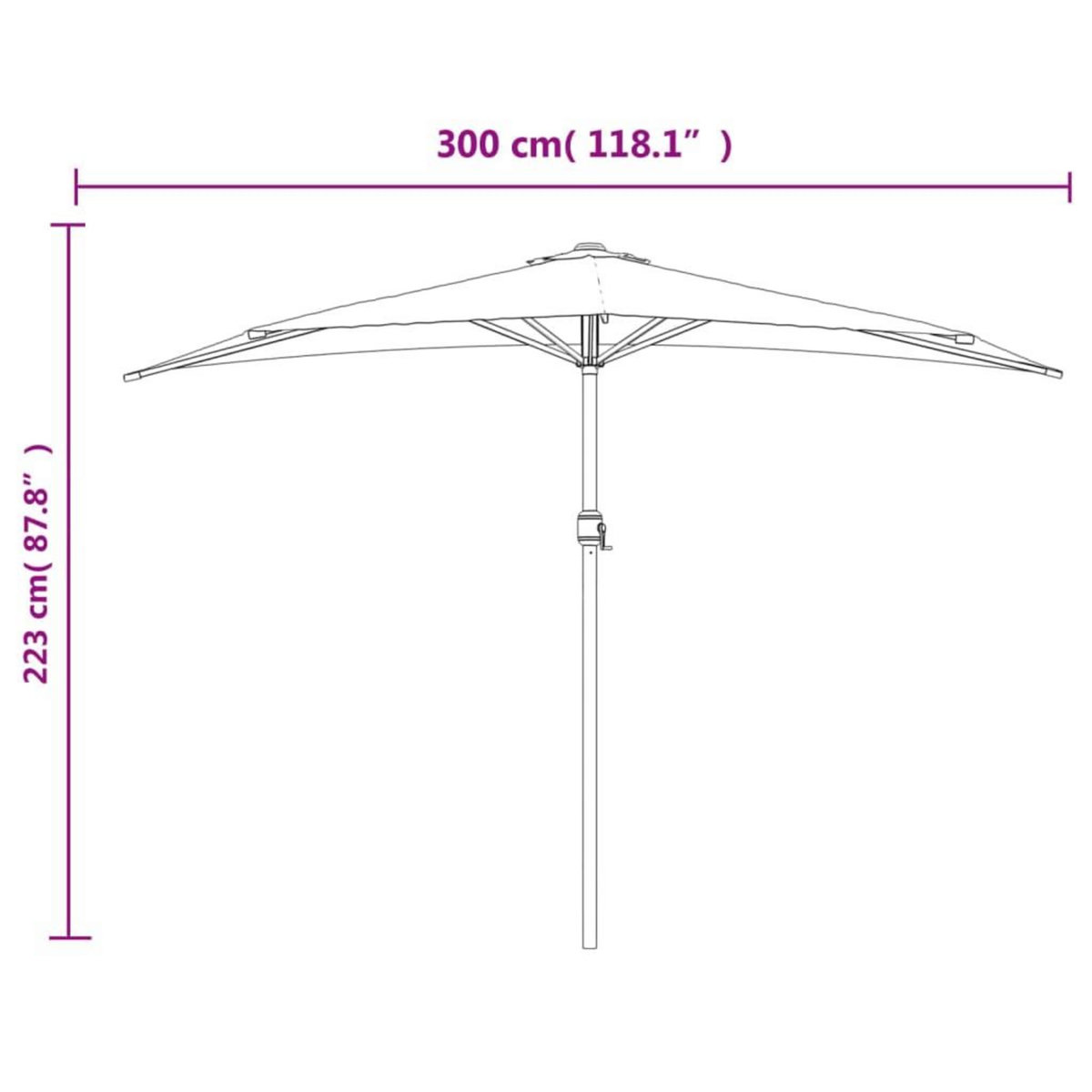VIDAXL Parasol de balcon avec mat en aluminium Vert 300x155 cm Demi