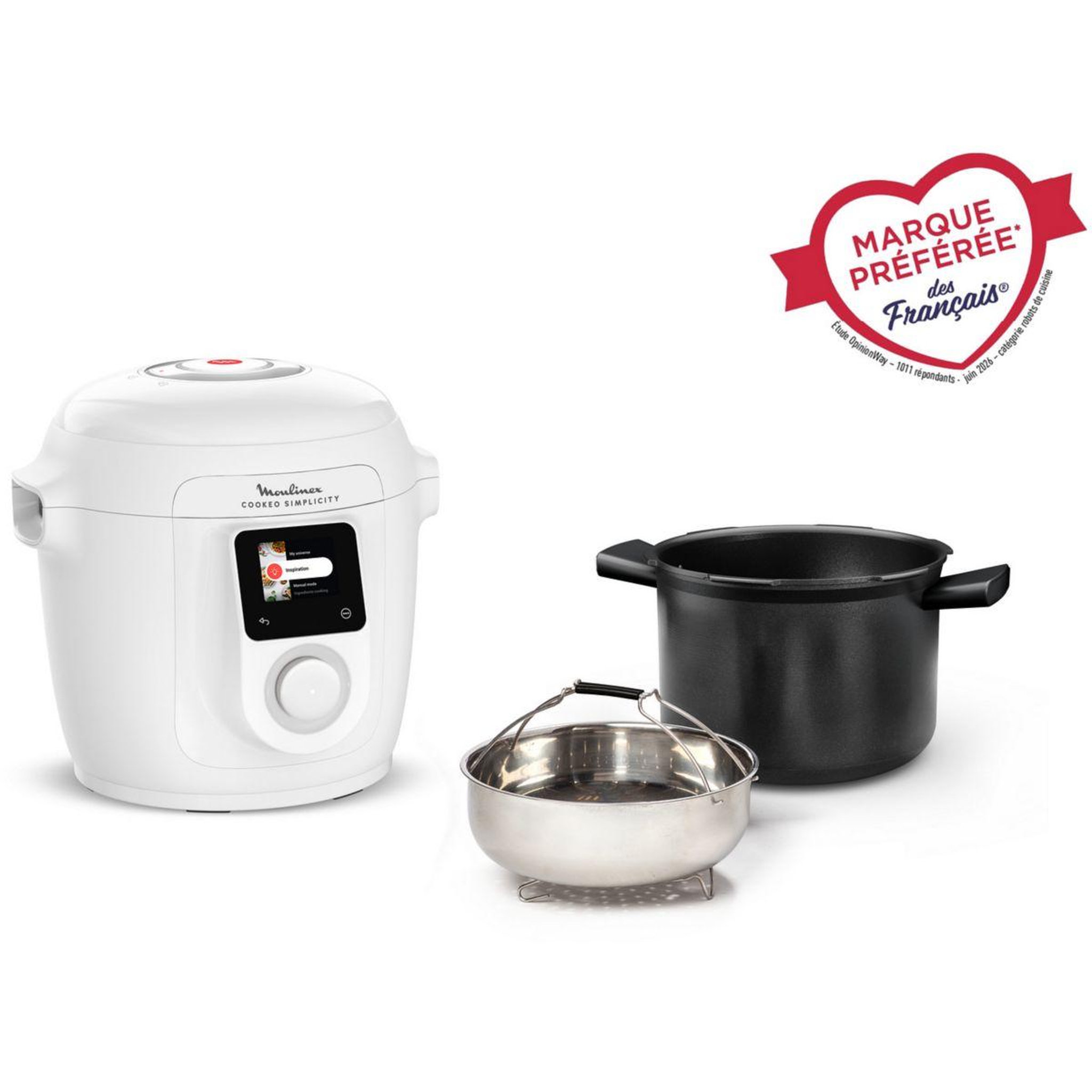 Voir la diapositive 2 : MOULINEX Multicuiseur électrique haute pression 6 l à 6 programmes cookeo simplicity ce8211f0 blanc
