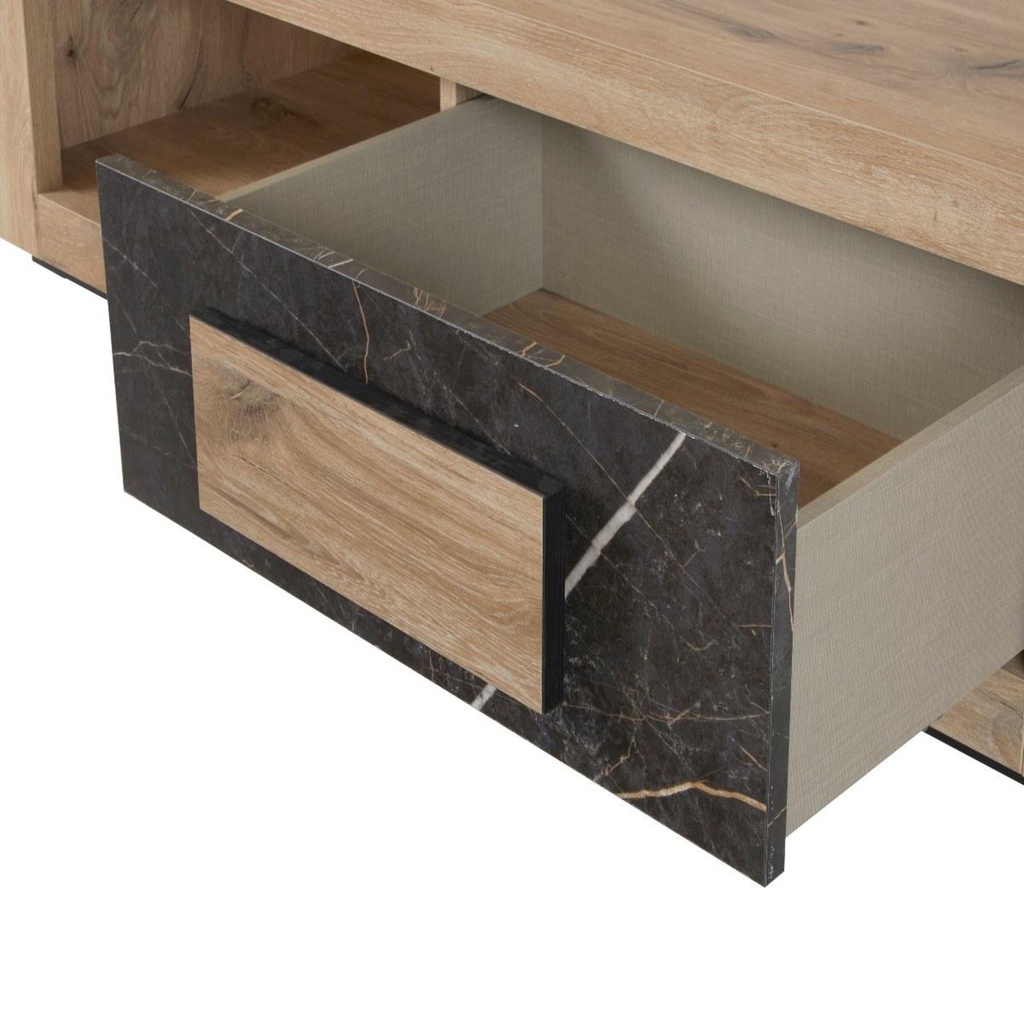 Voir la diapositive 5 : JLC KREATION Table de salon moderne en bois avec tiroir racha