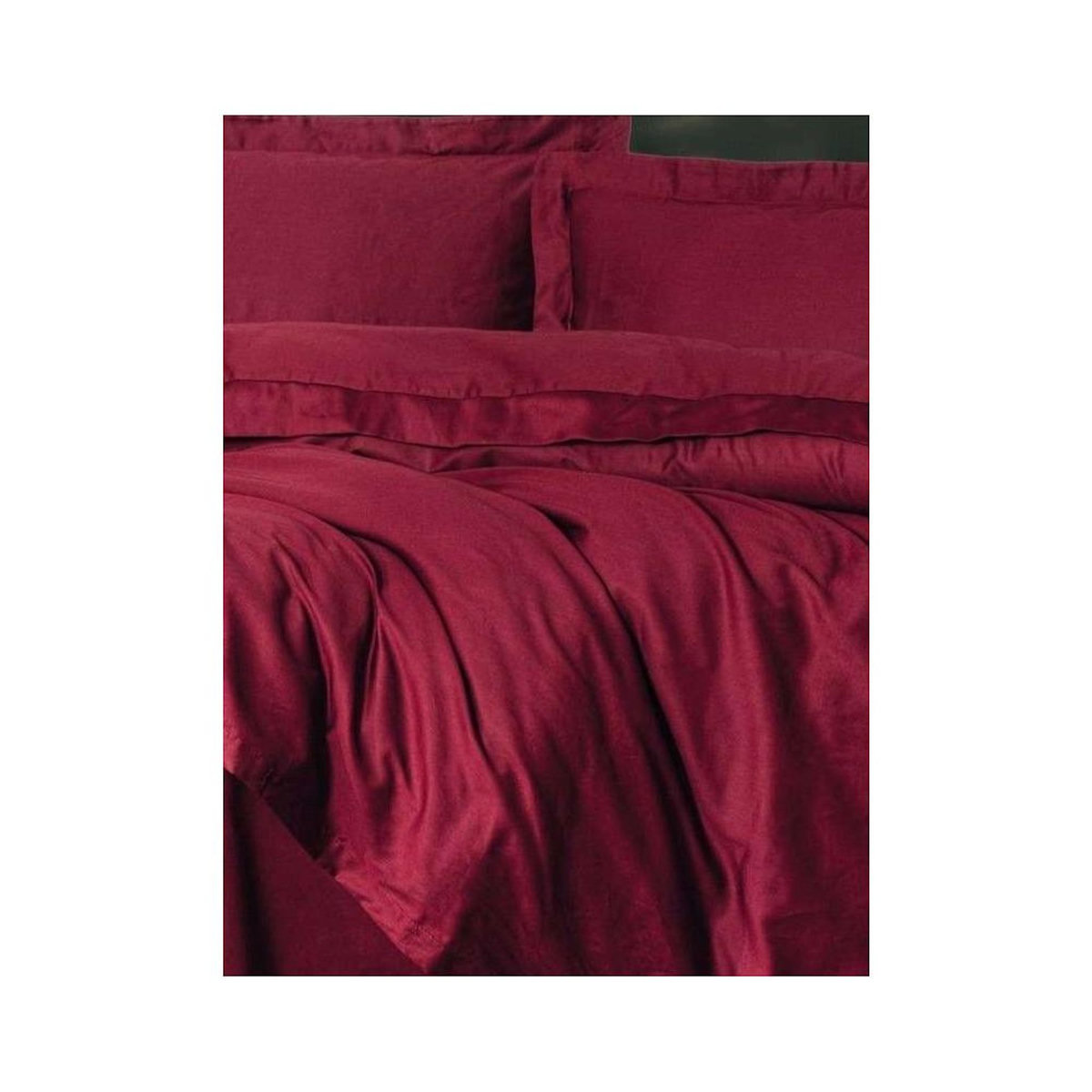 GENERIQUE Parure de lit - 1 housse de couette 140 x 200cm + 1 taies d'oreiller 60 x 60 cm - Satin - Rouge bordeaux