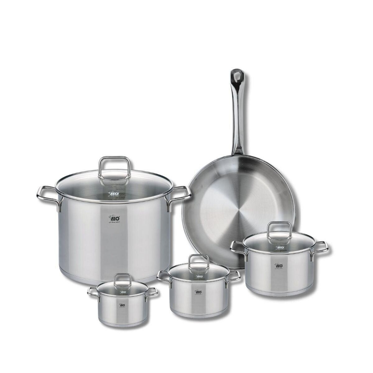 ELO Ensemble de 1 Poêle de cuisson 28 cm et 4 faitouts 12, 14, 16 et 26 cm Elo Profi Citrin