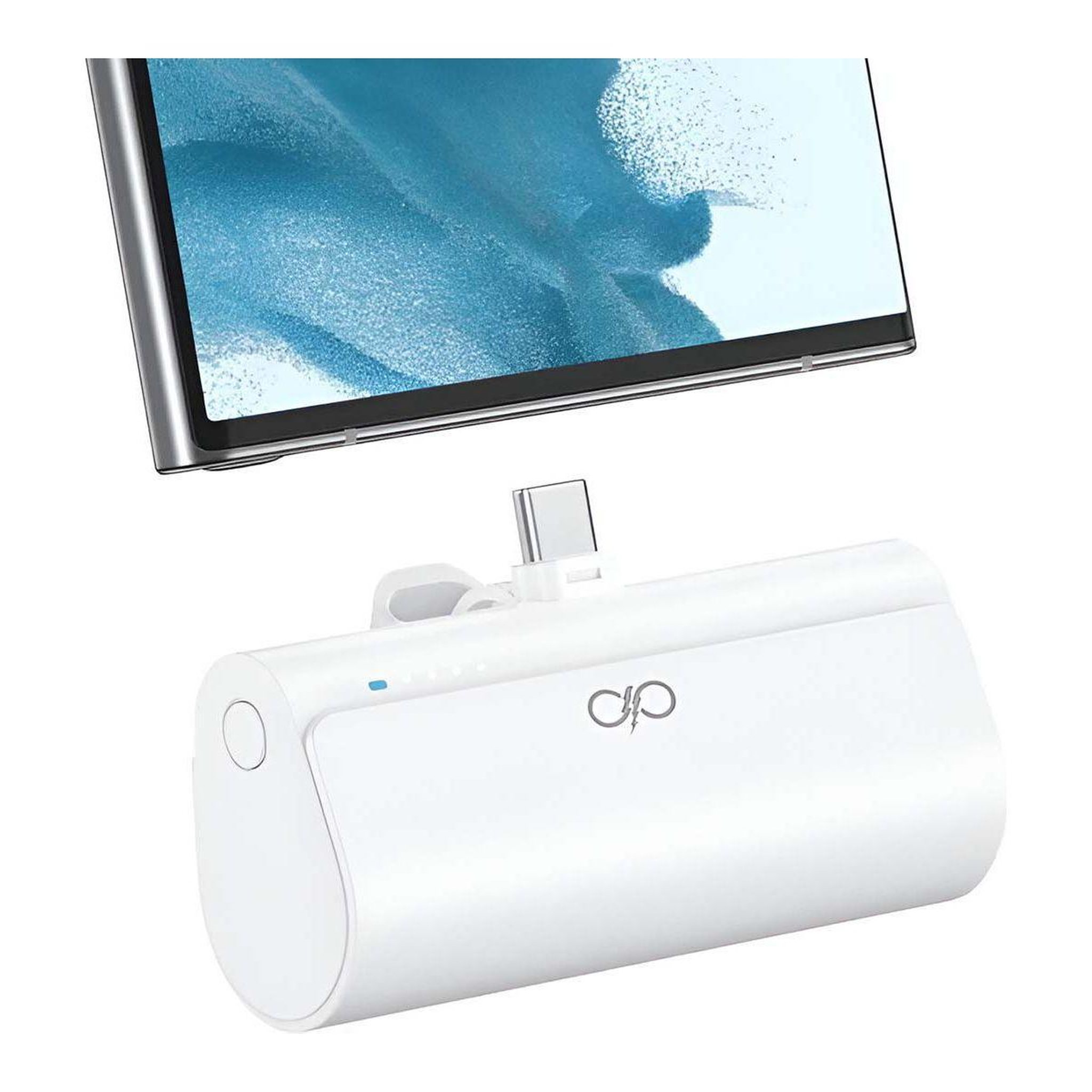 Voir la diapositive 3 : FORCE POWER Batterie externe 5000mah usb-c avec connecteur blanc