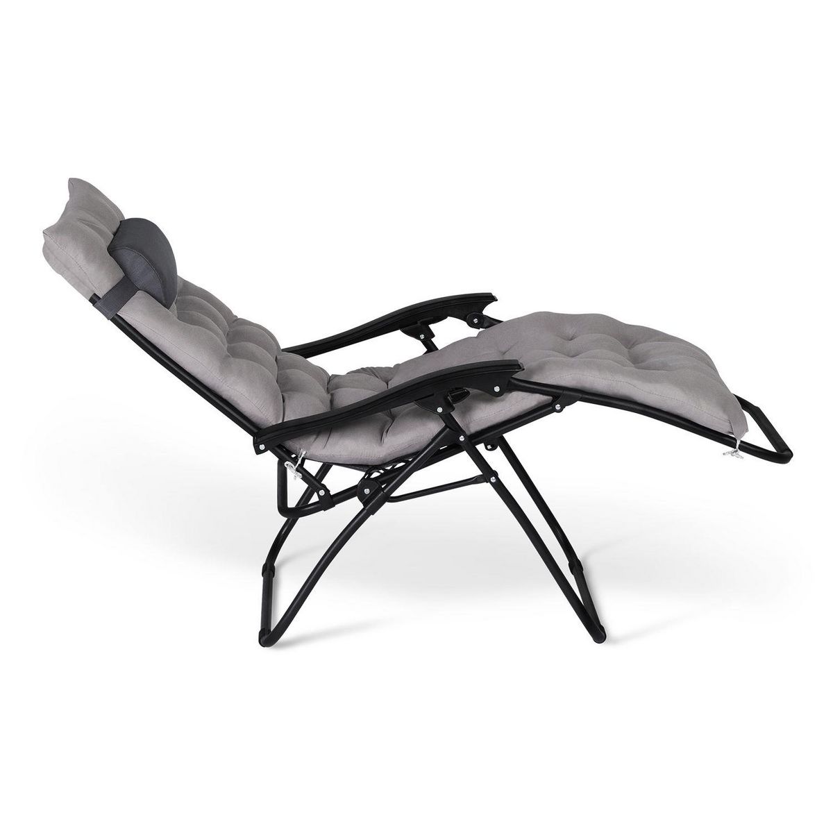 Inkazen Fauteuils de jardin Relax avec coussin gris anthracite  - Lot de 2