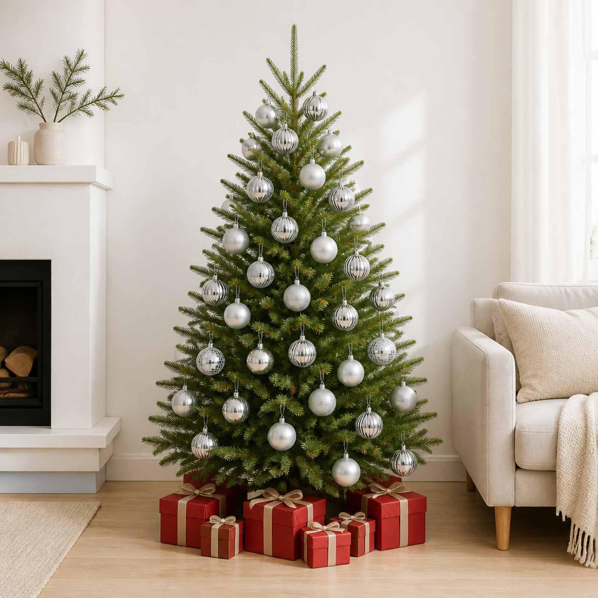 Voir la diapositive 2 : VIDAXL Ensemble de boules de Noël 50 pc Argente Diam. 8 cm Polystyrene