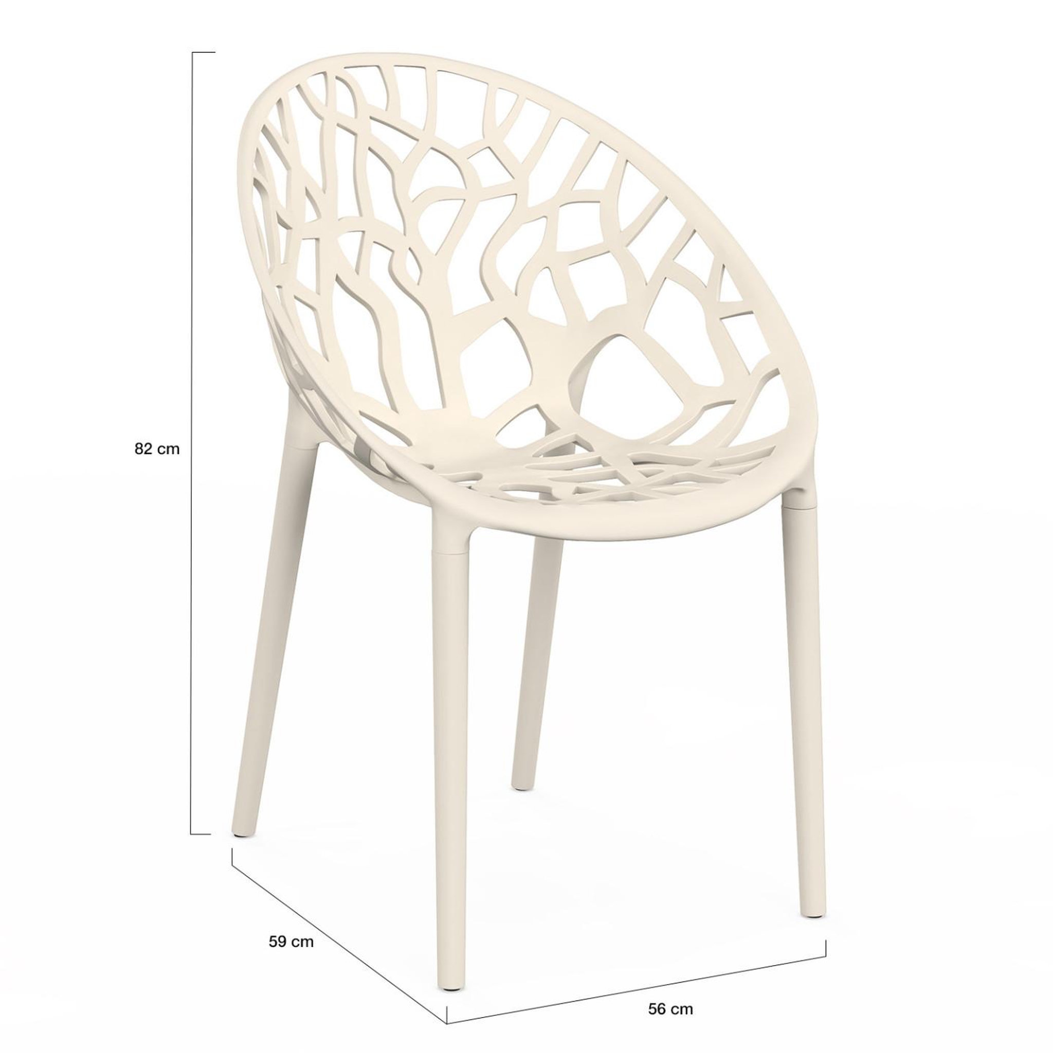 Voir la diapositive 6 : ID MARKET Lot de 4 chaises de jardin empilables amira en polypropylène beige motif organique