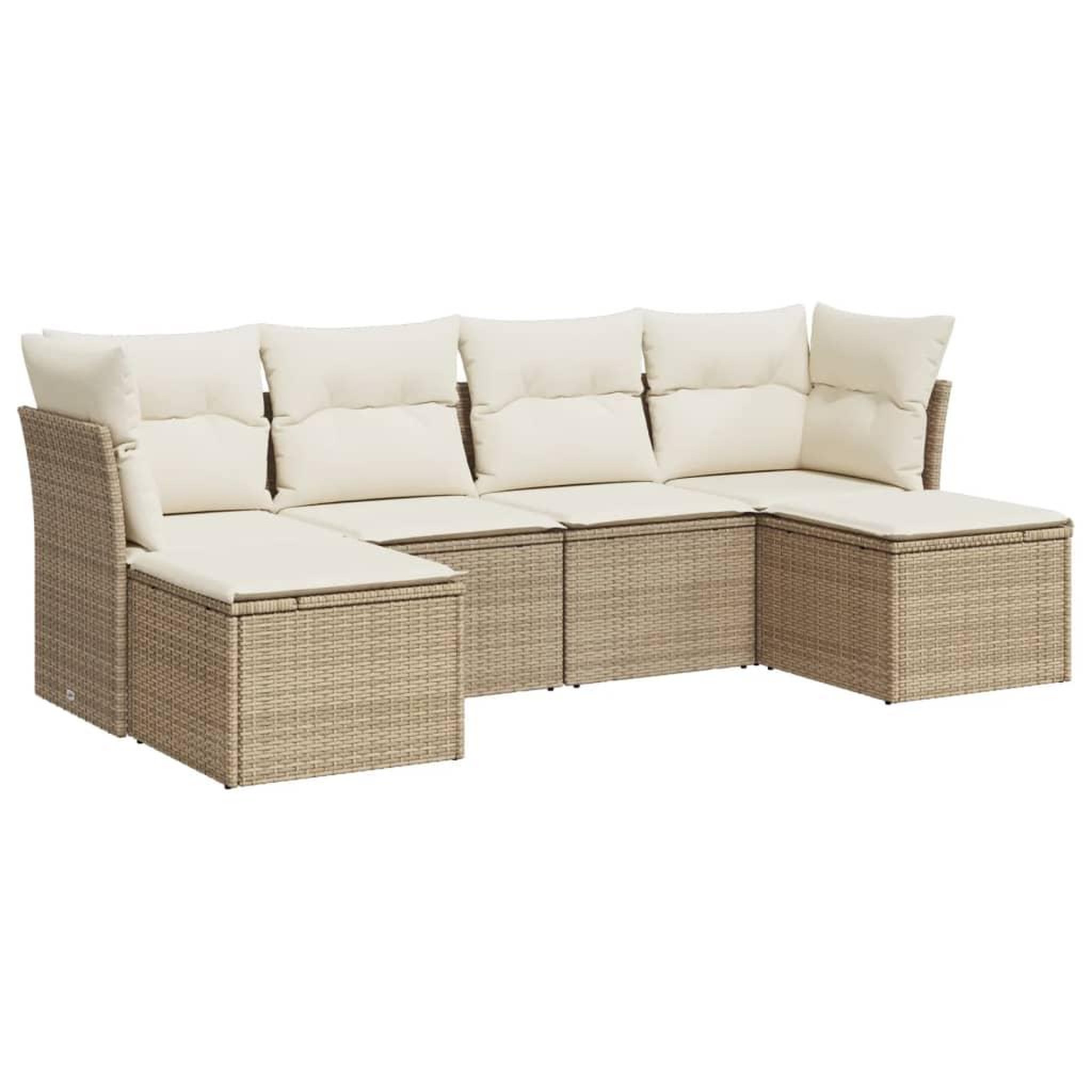 Voir la diapositive 2 : VIDAXL Salon de jardin avec coussins 6 pcs beige resine tressee