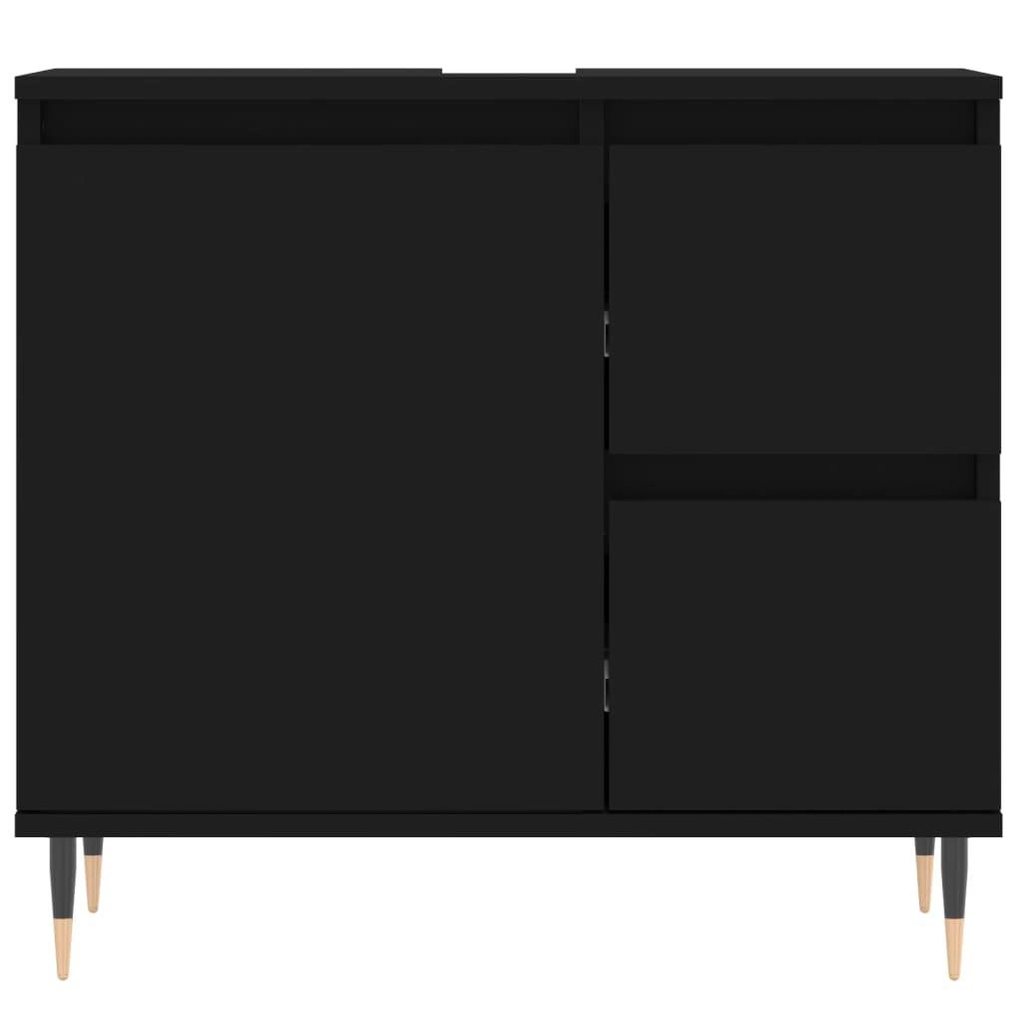Voir la diapositive 5 : VIDAXL Armoire de salle de bain noir 65x33x60 cm bois d'ingenierie