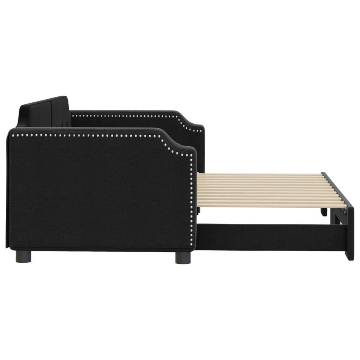 VIDAXL Lit de jour avec gigogne sans matelas noir 90x200 cm