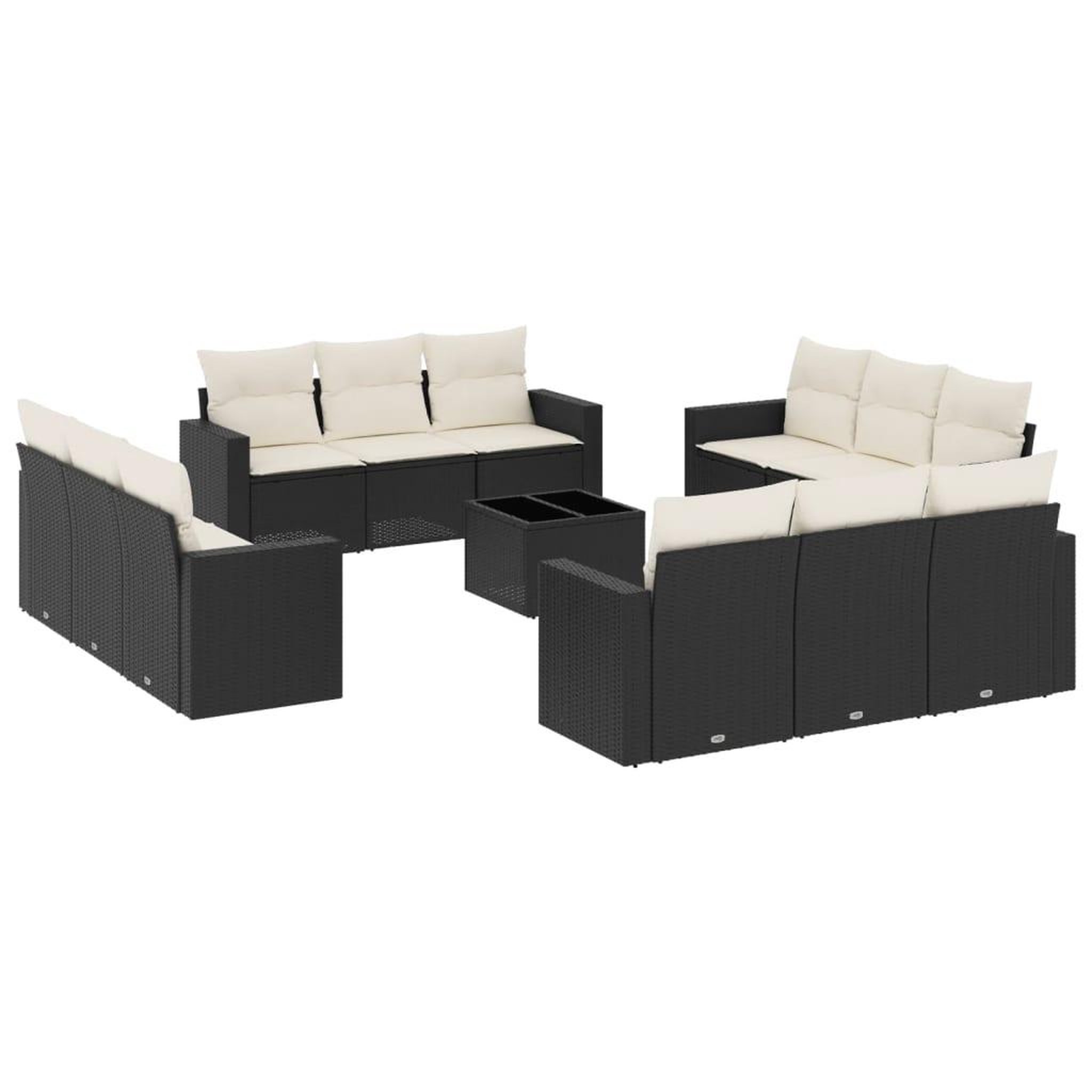 Voir la diapositive 2 : VIDAXL Salon de jardin avec coussins 13 pcs noir resine tressee