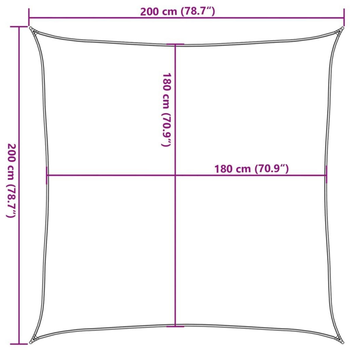 VIDAXL Voile d'ombrage 160 g/m^2 Noir 2x2 m PEHD