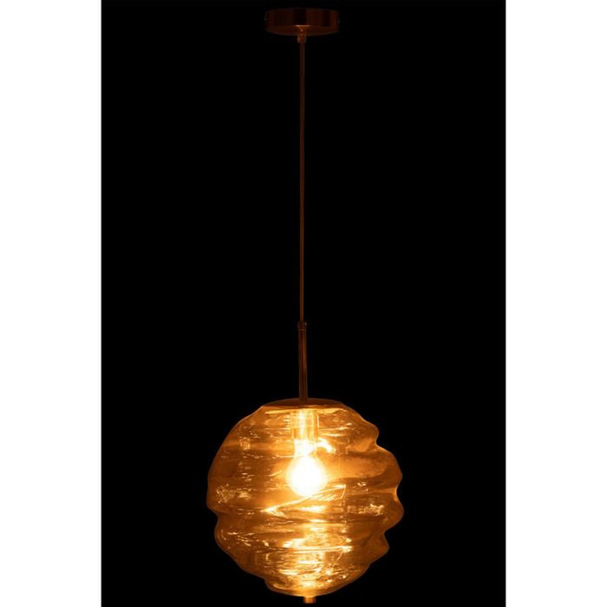 Paris Prix Lampe Suspension en Verre  Ruche  34cm Cognac Clair