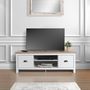 Voir la diapositive 2 : DIVERS Meuble TV avec 2 tiroirs et 2 niches de rangement en bois HANOI - Blanc