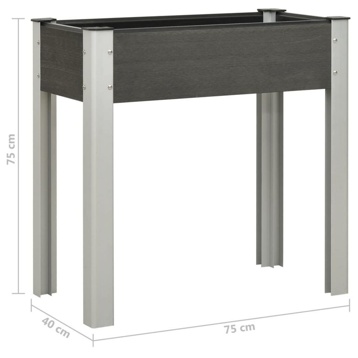 VIDAXL Lit sureleve de jardin 75x40x75 cm WPC Gris