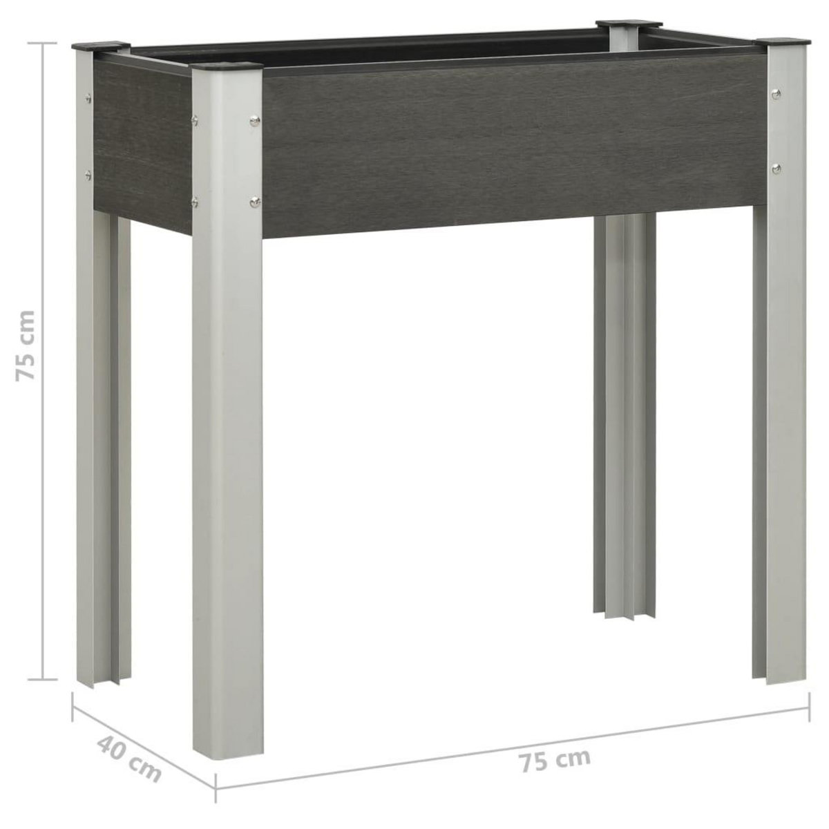 VIDAXL Lit sureleve de jardin 75x40x75 cm WPC Gris