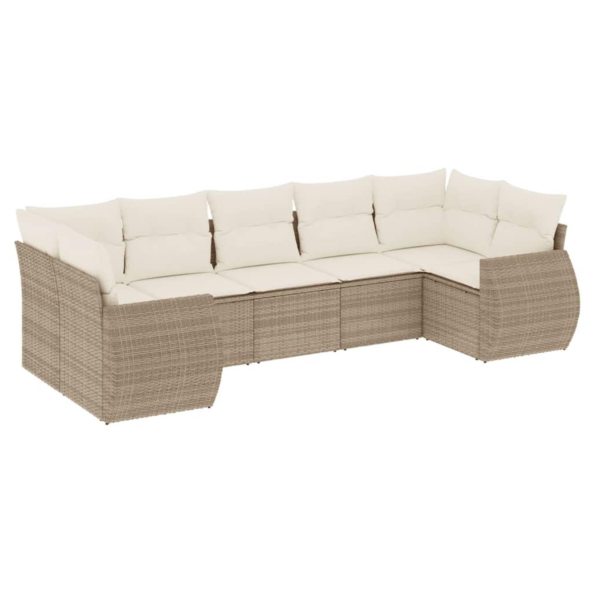 Voir la diapositive 2 : VIDAXL Salon de jardin avec coussins 7 pcs beige resine tressee