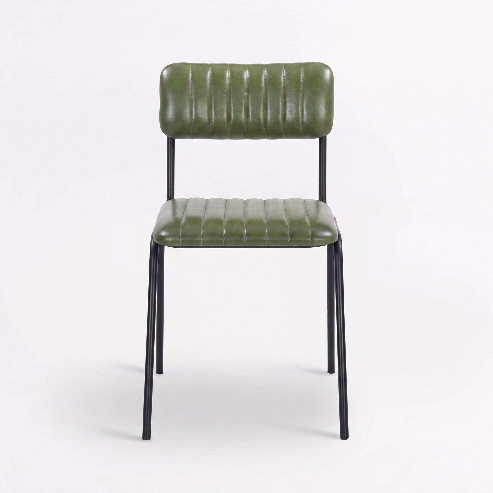 Voir la diapositive 5 : MAISON PAVANE Lot de 2 chaises en cuir de buffle vert-Arsène
