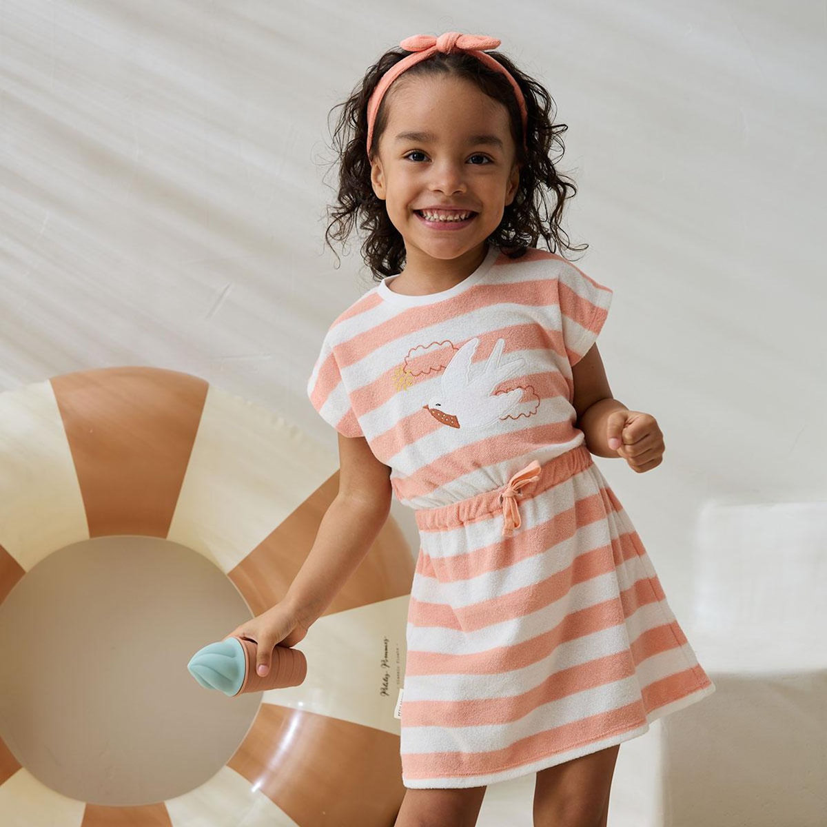 Petit Béguin Robe enfant en éponge + headband Honfleur