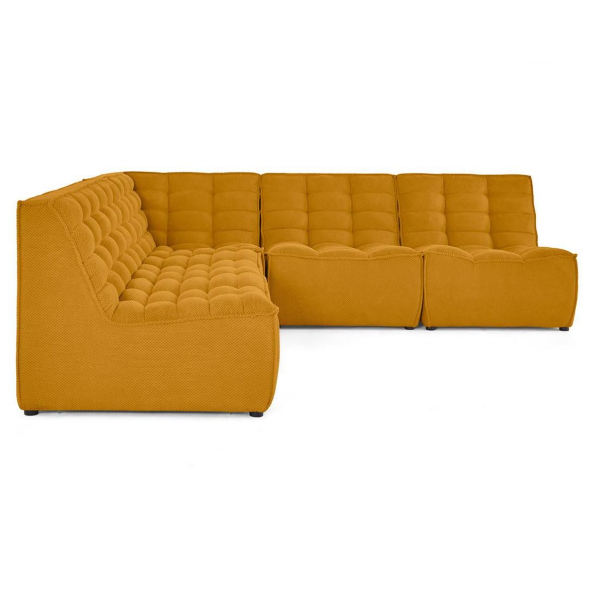 LISA DESIGN Ellie - canapé modulable d'angle réversible 5 places en velours texturé