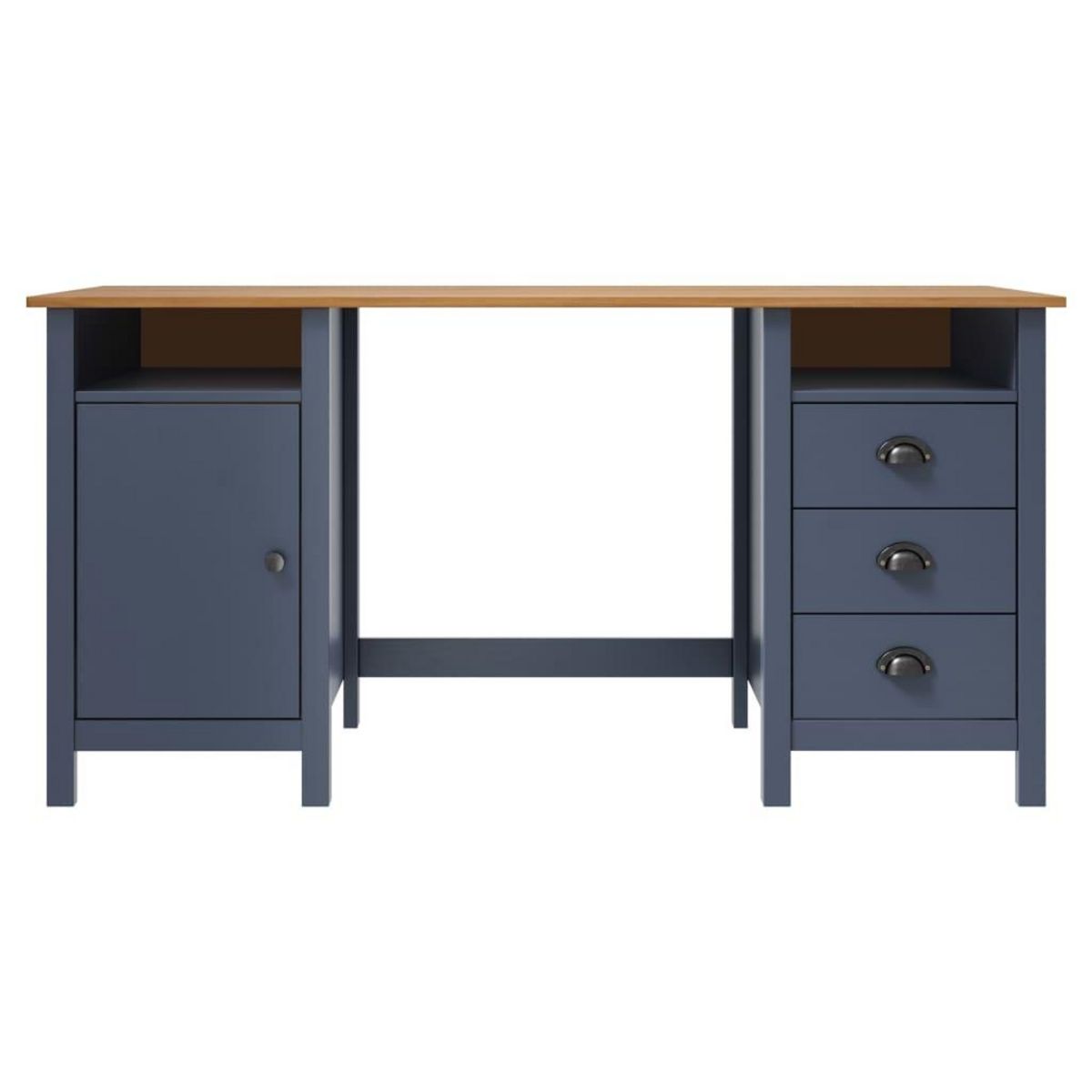 VIDAXL Bureau Hill Gris 150x50x74 cm Bois de pin solide