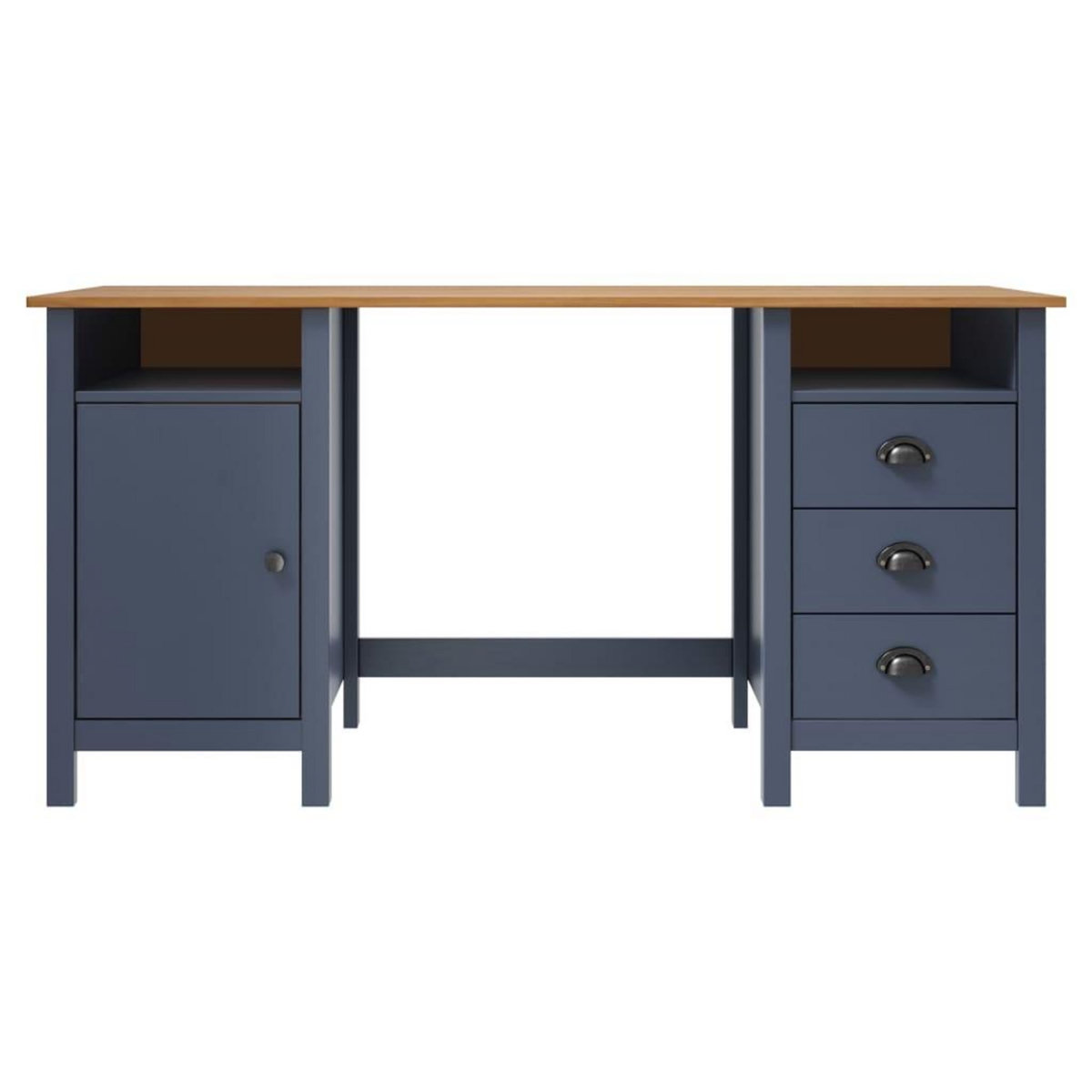 VIDAXL Bureau Hill Gris 150x50x74 cm Bois de pin solide