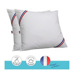 DODO DODO Lot de 2 oreillers Tendance - 60 x 60 cm - Garnissage 100% Polyester fibre creuse siliconee - Blanc