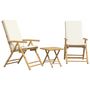 Voir la diapositive 4 : VIDAXL Ensemble de bistro pliante 3 pcs et coussins blanc creme bambou