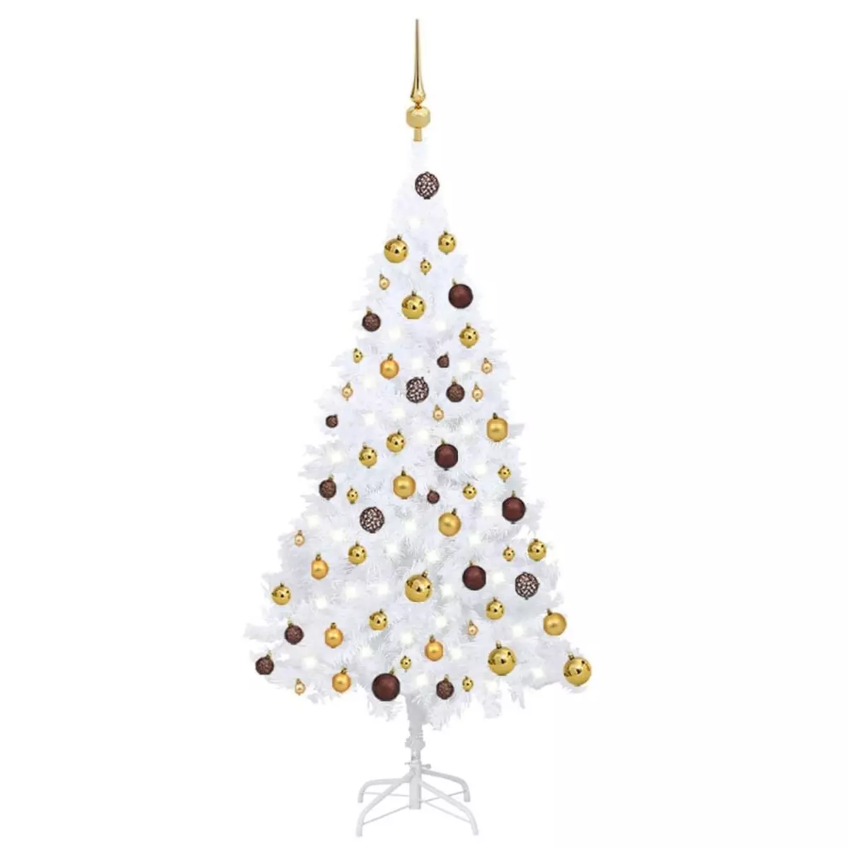 VIDAXL Arbre de Noël artificiel pre-eclaire et boules blanc 120 cm PVC