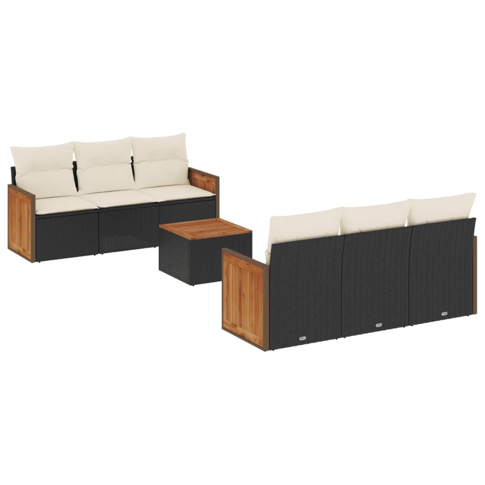 Voir la diapositive 2 : VIDAXL Salon de jardin 7 pcs avec coussins noir resine tressee