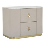 Paris Prix Table de Chevet Effet Marbre  Beauty  60cm Crème & Or