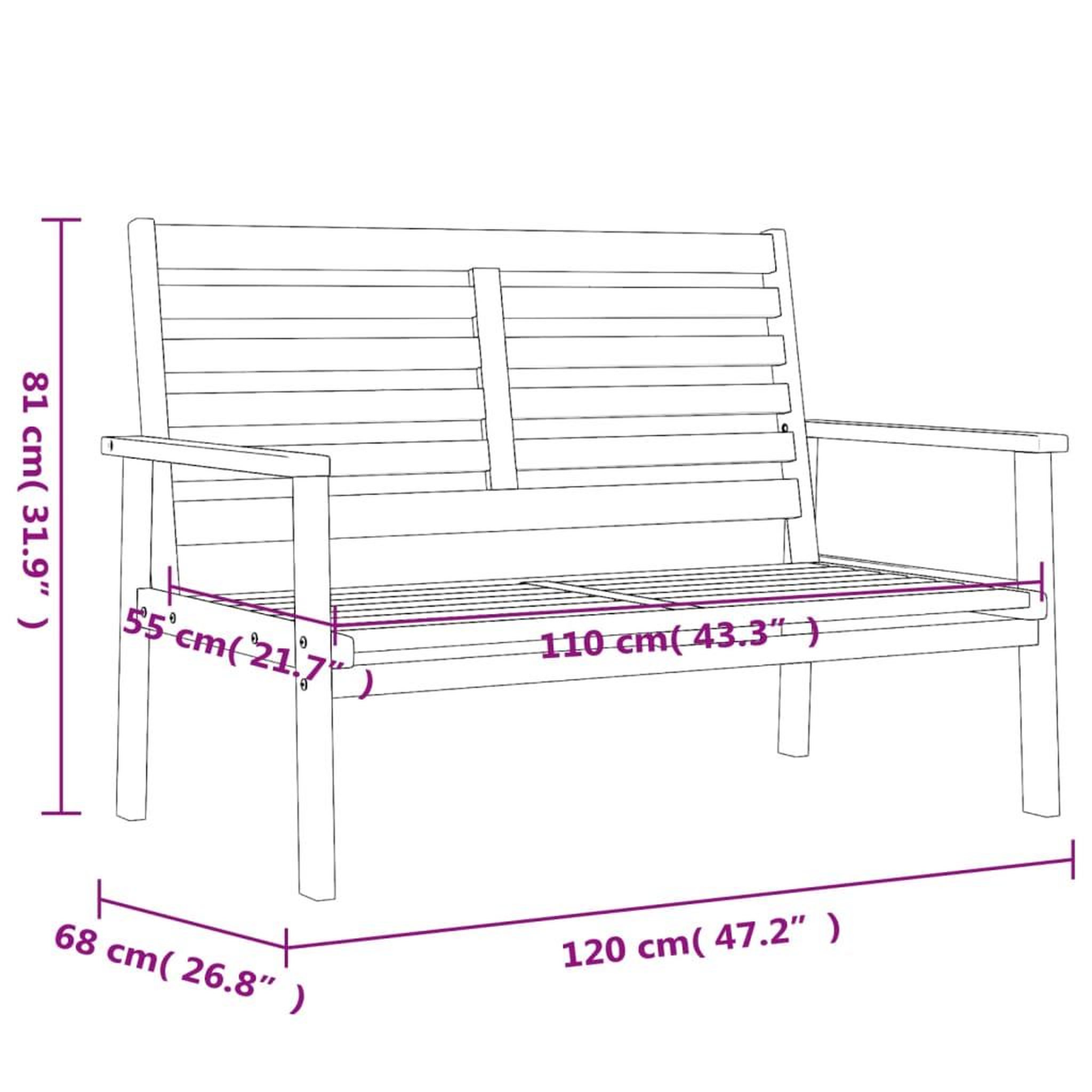 Voir la diapositive 6 : VIDAXL Canape de jardin 120 cm bois d'acacia massif