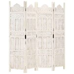 VIDAXL Cloison de separation 4 panneaux Blanc 160x165 cm Bois manguier