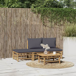 VIDAXL Salon de jardin 4 pcs avec coussins gris fonce bambou