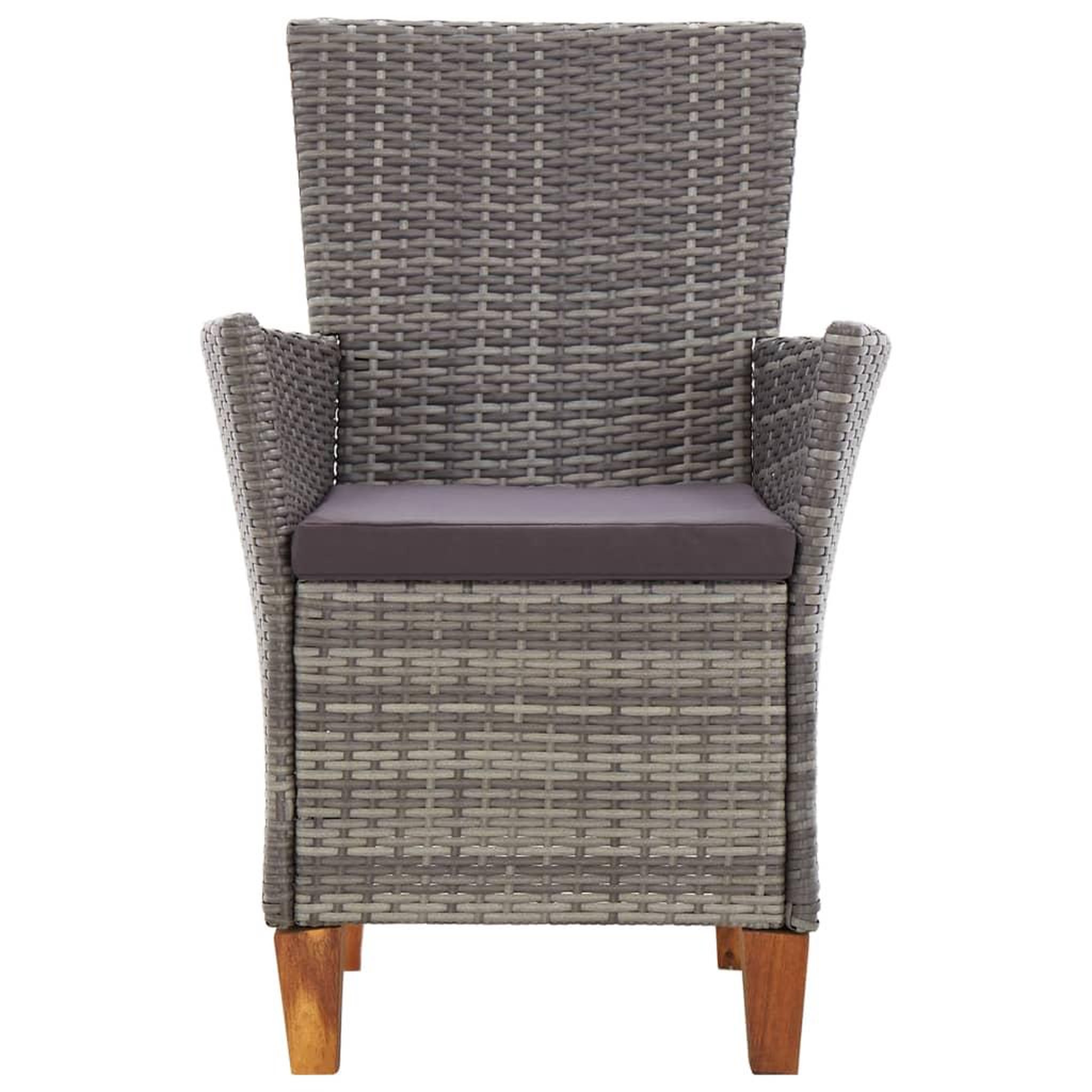 Voir la diapositive 3 : VIDAXL Chaises de jardin lot de 2 avec coussins Resine tressee Gris