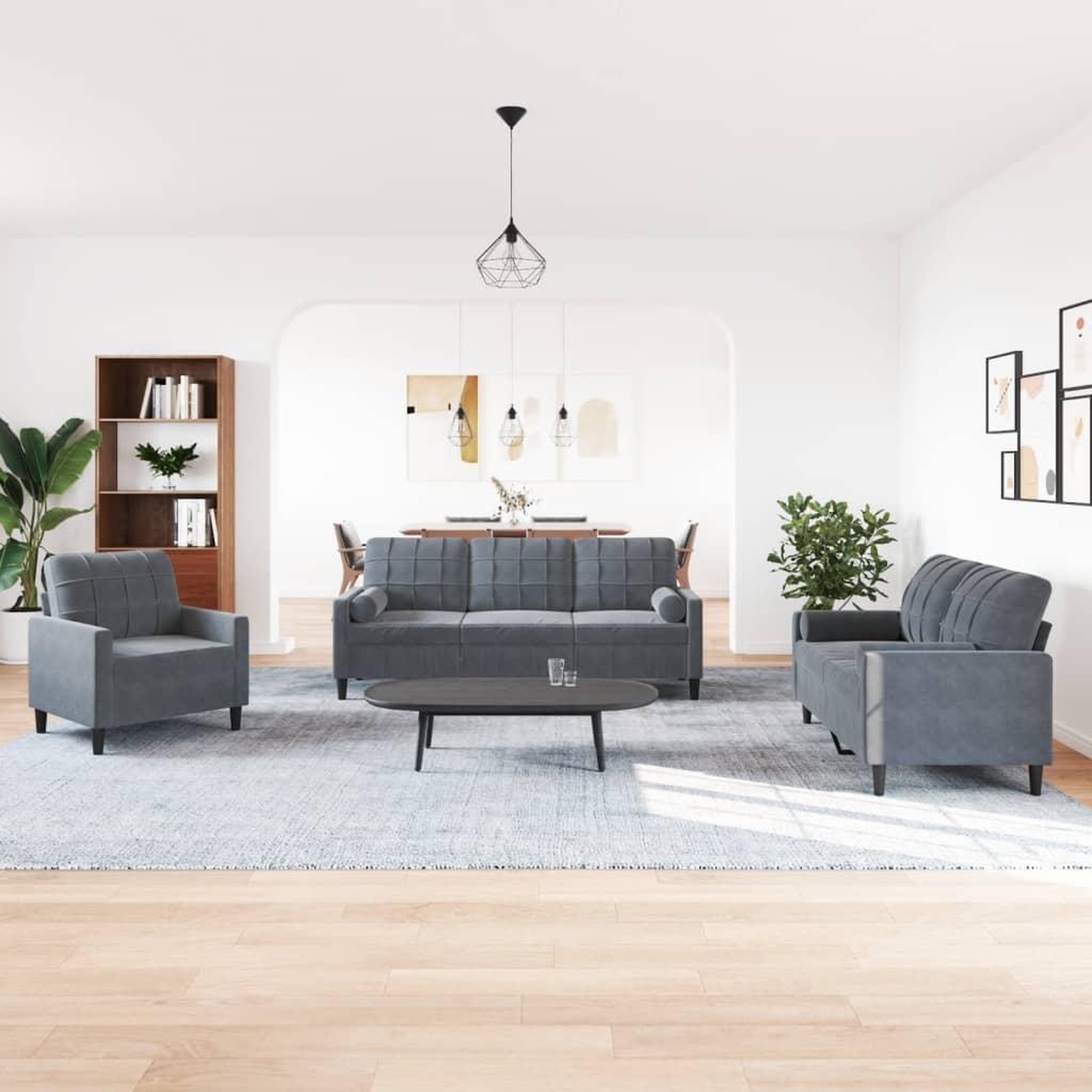 Voir la diapositive 3 : VIDAXL Ensemble de canapes 3 pcs avec coussins et traversins velours