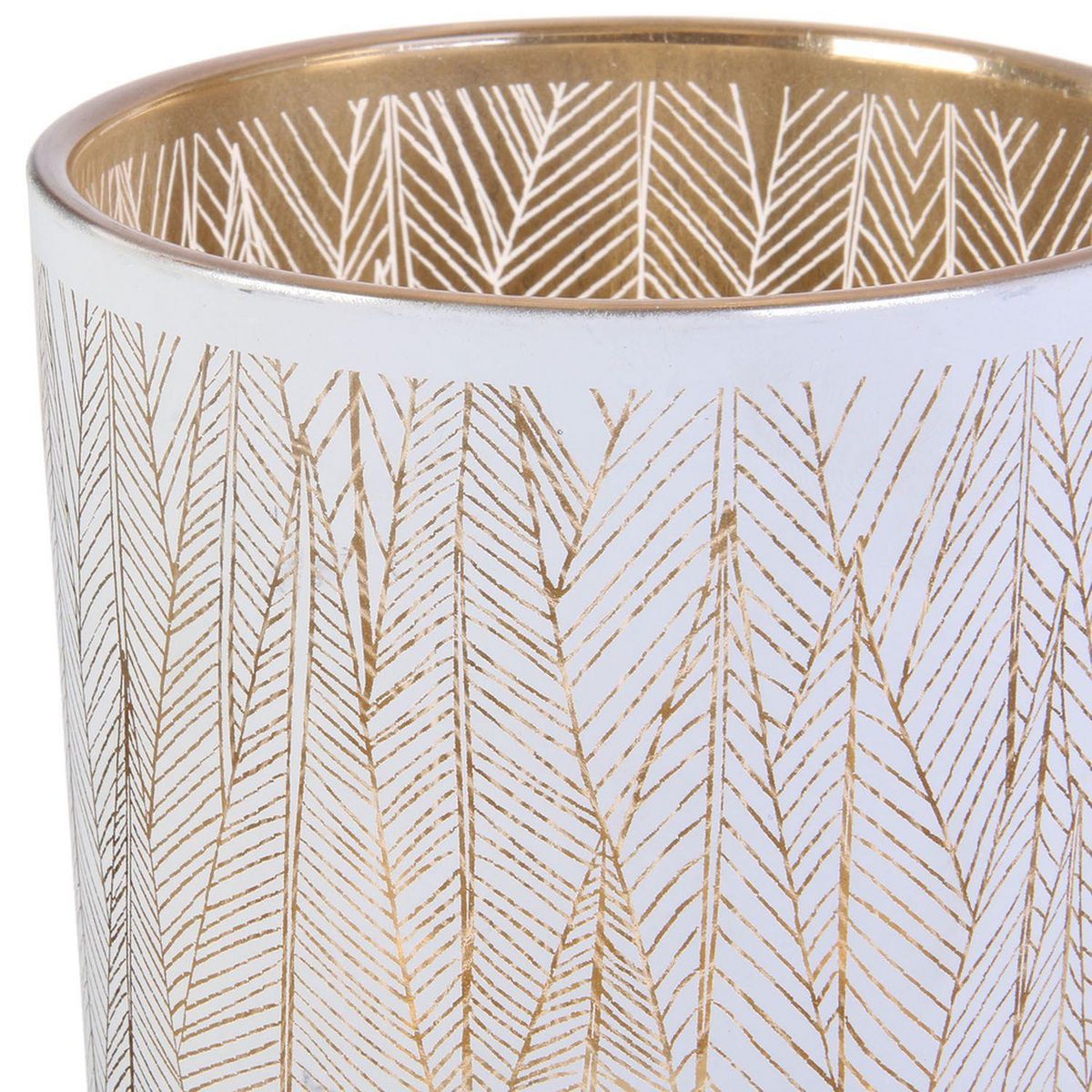 The Home Deco Factory Vase Art Décoration en verre Tauri - H. 20 cm - Blanc et or