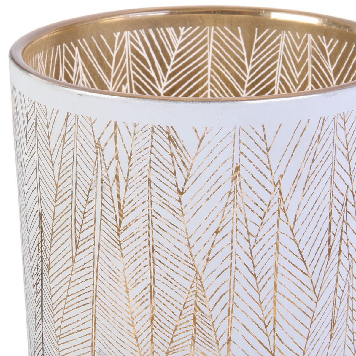 The Home Deco Factory Vase Art Décoration en verre Tauri - H. 20 cm - Blanc et or