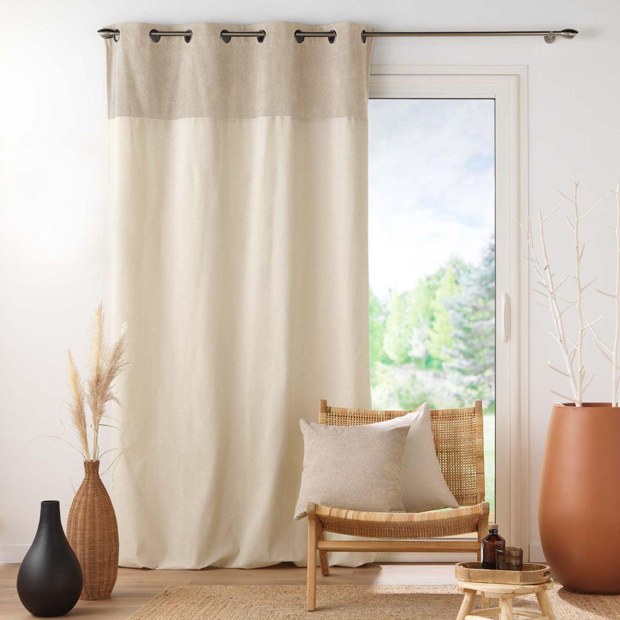Voir la diapositive 3 : Douceur d'Intérieur Rideau à œillets bouclette  tessa  140x240cm beige