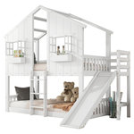 MERAX Lit superposé 90x200cm bois et mdf coloris blanc