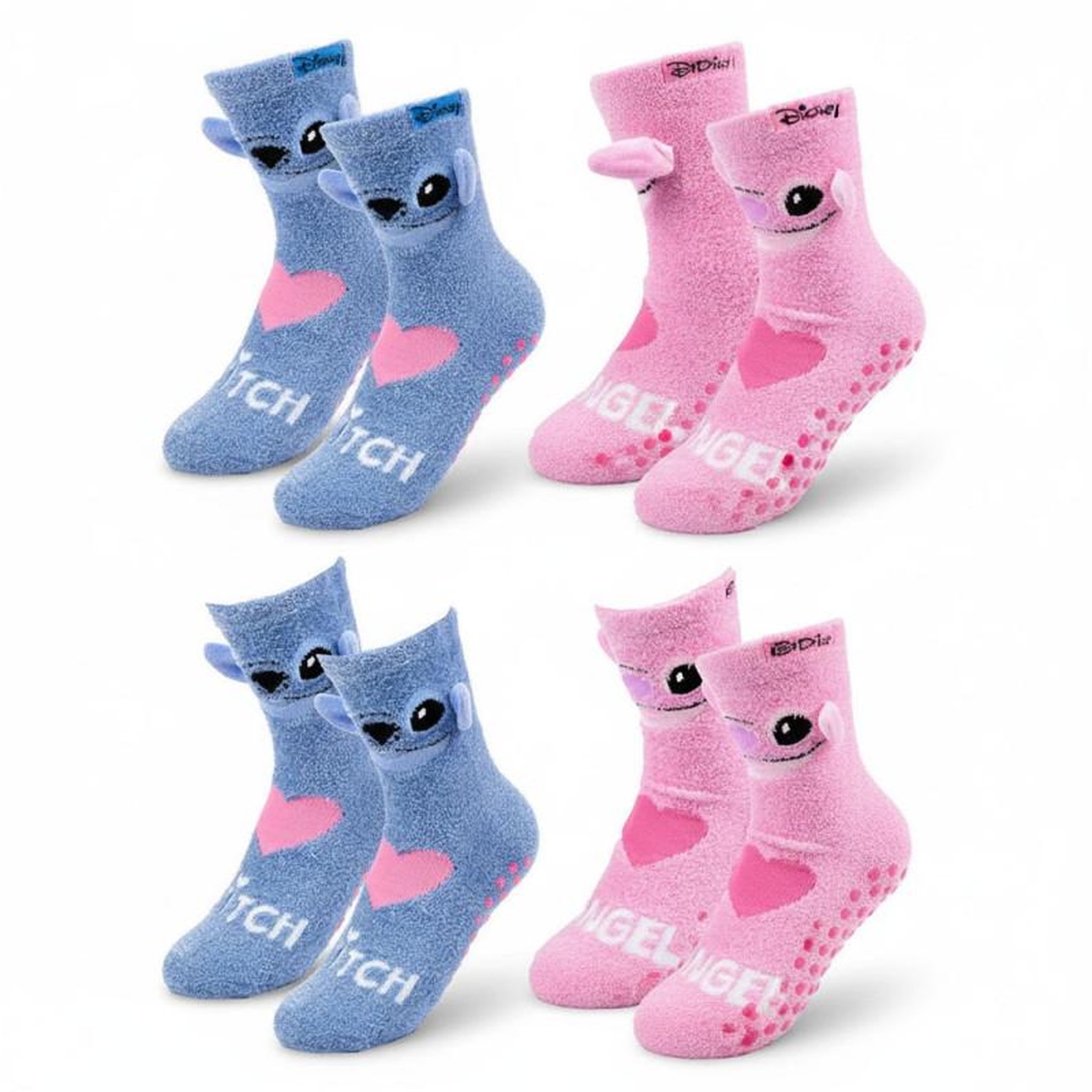 DISNEY Pack de Chaussettes Antidérapantes Enfant LILO & STITCH (Lot de 4). Coloris disponibles : Multicolore