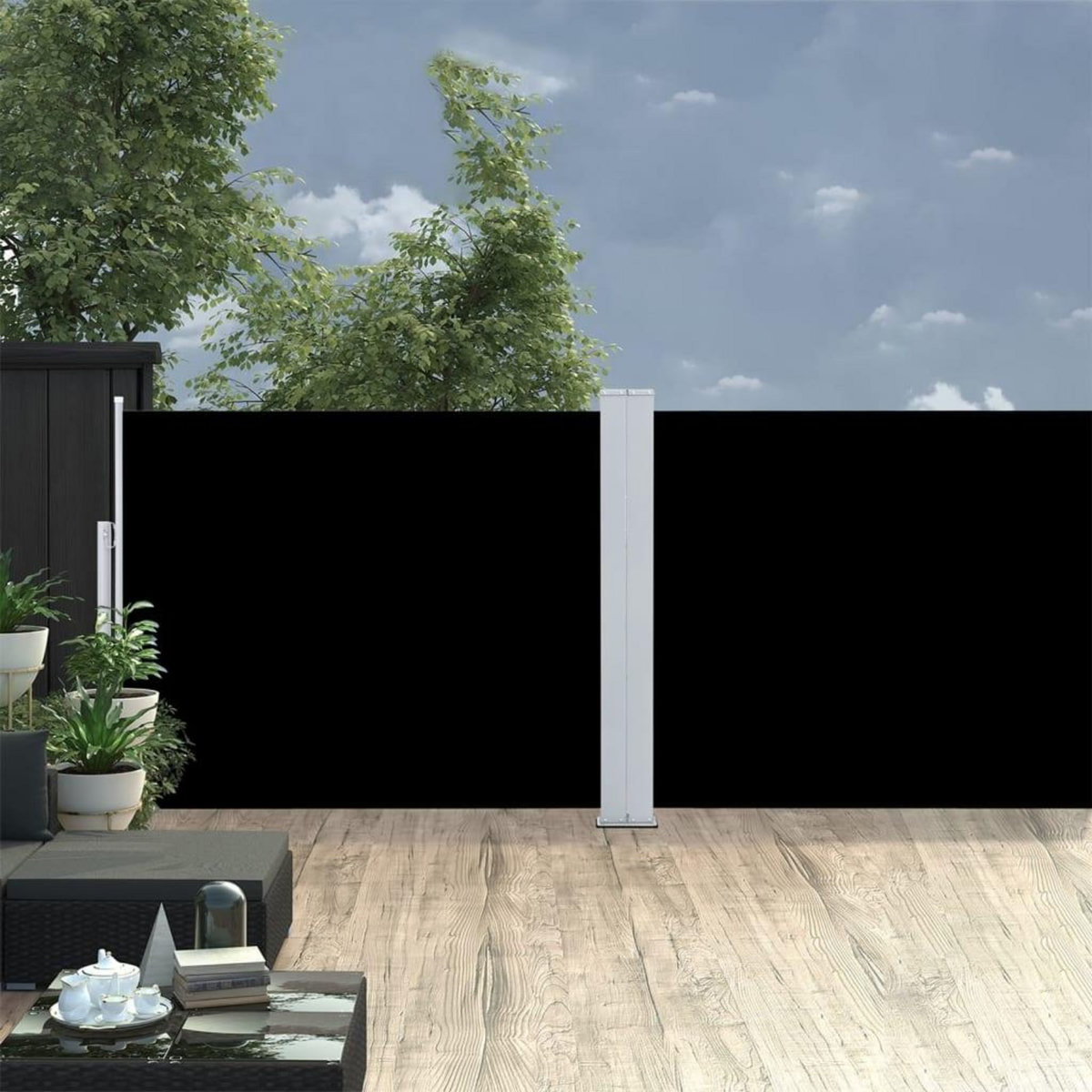 VIDAXL Auvent lateral retractable Noir 140 x 1000 cm