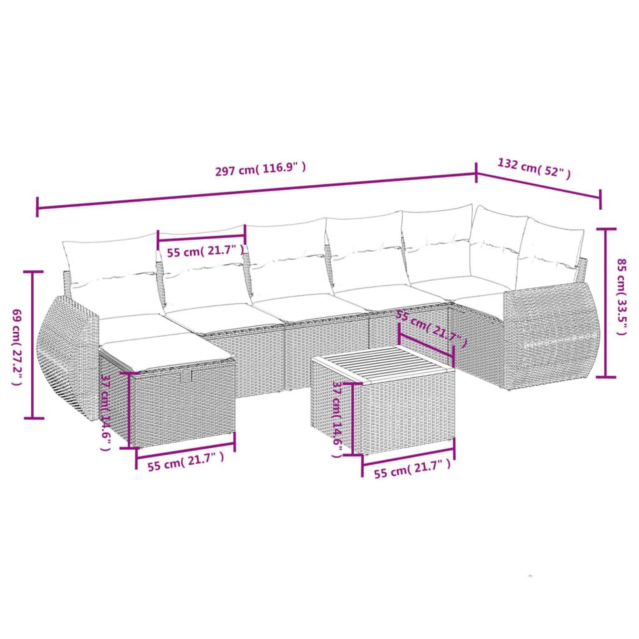 Voir la diapositive 4 : VIDAXL Salon de jardin 8 pcs avec coussins noir resine tressee